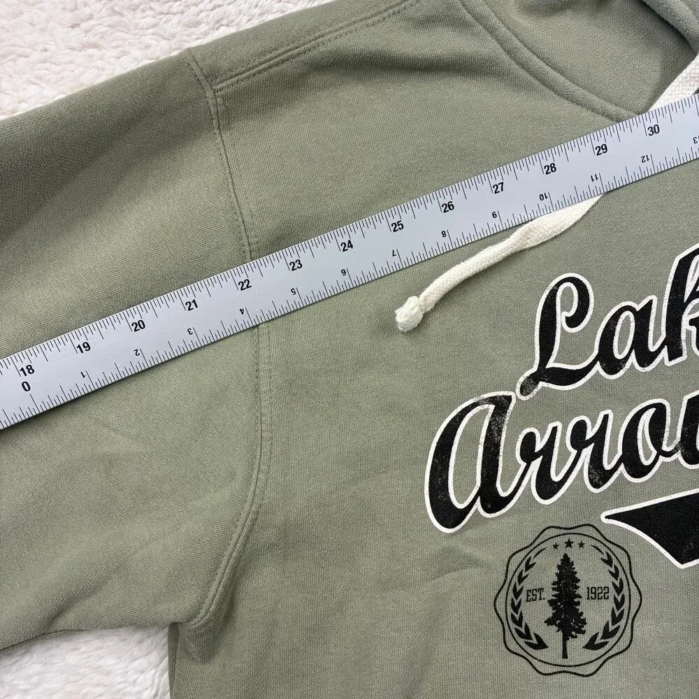 Lake Arrowhead Hoodie Medium Green  MV Sport Vintage Fleece California Graphic